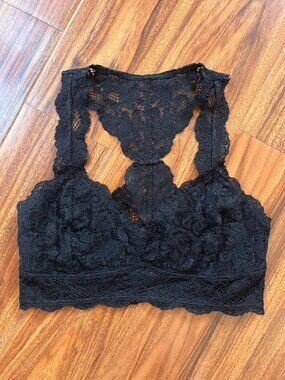 Express One Eleven Racerback Black Lace Bralette S